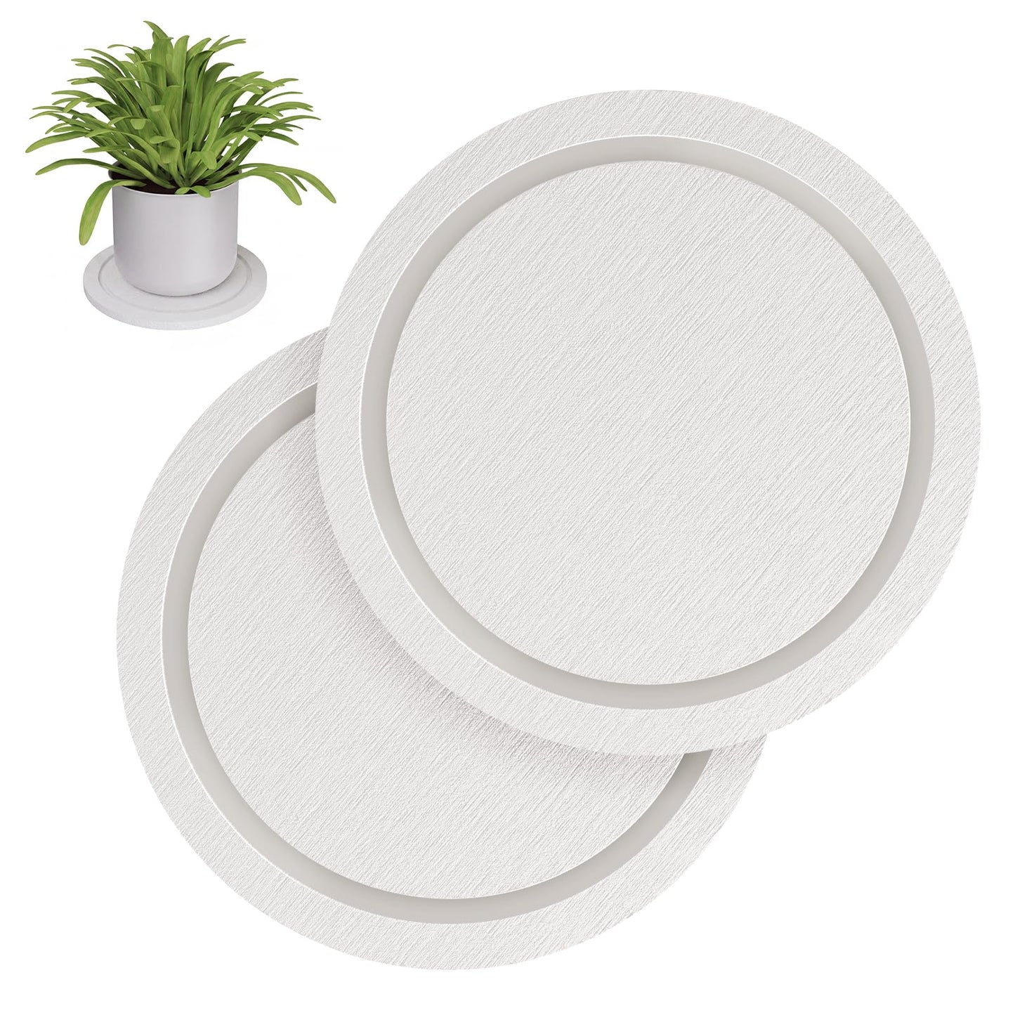 Johamoo Plant Saucer for Indoors, 2 Pack 8 Inch, Instantly Dry Diatomaceous Earth Plant Trays, Stone Plant Pot Saucers Drip & Drainage Tray, Women’s Gifts for Valentine, White