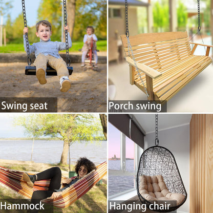 BeneLabel 2Pcs 28 inch Black Heavy Duty Hanging Chains with 4 Carabiners 1000 LB Capacity Hanging Hammock Chair Hardware Extension Chain for Swing, Hanging Chair, Punching Bags, Indoor and Outdoor