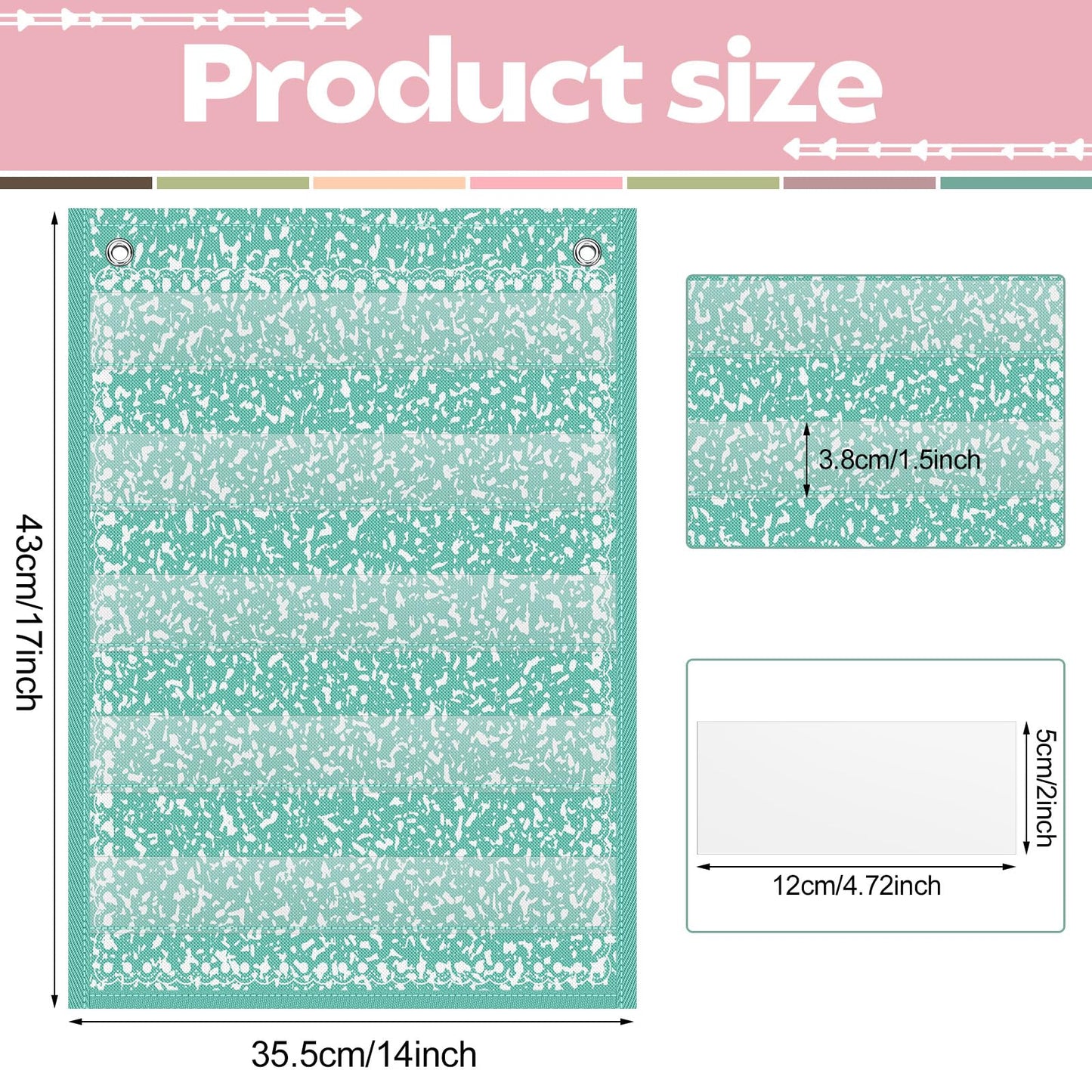 Gueevin 6 Set Magnetic Pocket Chart with 5 Clear Pockets and 30 Dry Erase Cards Painted Classroom Schedule Pocket Chart for Whiteboard Class Demonstrations (Pastel Color,Confetti Pattern)