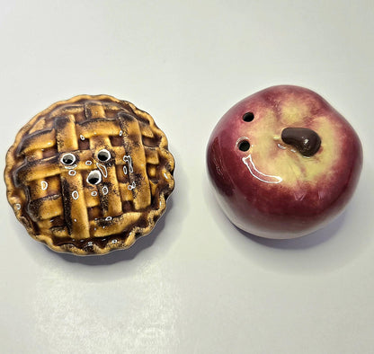 Apple & Apple Pie Mini Ceramic Salt & Pepper Shaker Set, 1.75 x 1.75 x 1 inches