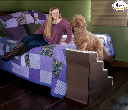 Pet Gear Pet Step IV Pet Stairs, Espresso/Cream Soft Step | 4 Step, For Cats/Dogs, Removable Washable Carpet Treads, Supports 150 Pounds, No Tools Required