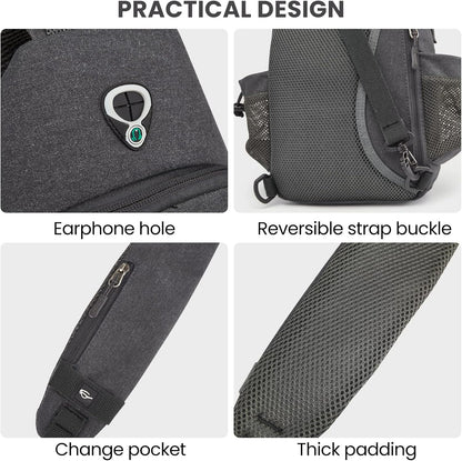 G4Free Canvas Sling Bag Crossbody Backpack with USB Charging Port & RFID Blocking, Hiking Daypack Chest Bag for Women Men