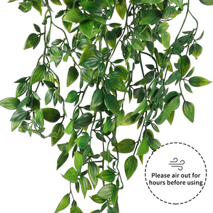 Whonline 2pcs Fake Hanging Plants, Artificial Potted Plants for Indoor Outdoor Aesthetic Office Living Room Shelf Decor