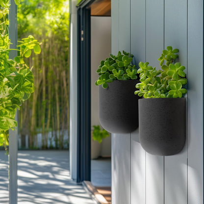 LA Jolie Muse Wall Hanging Planters for Indoor Plants，Hanging Flower Pots for Air Plants Succulent, Set of 2, 5.7L*4.1W*6.5H, Concrete Gray
