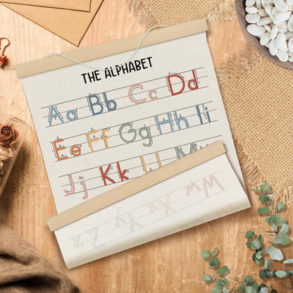MOTERMATE Boho Alphabet Numbers Poster Hanger Frame, Alphabet Numbers Educational Wall Hanging Decor Art Framed for Kids Nursery Room Classroom, Nursery Wall Poster Prints, 12x16 Inch Set of 2