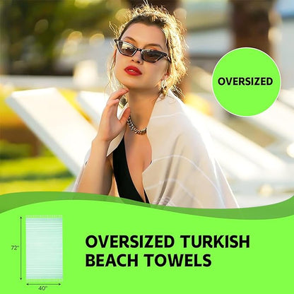 HAVLULAND Turkish Beach Towels, Oversized 40"x72" Turkish Bath Towel, Highly Absorbent Quick Dry Sand Free Beach Towels for Beach Pool Spa Gym Yoga Travel Camping Picnic Blanket - Turquoise