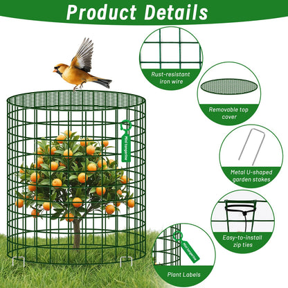 Convivium Plant Protectors from Animals 6 Packs, 13 x 12 in Metal Chicken Wire Cloche Plant Cages for Outdoor Plants, Garden Fencing Animal Barrier with Detachable Dome Lid, Stakes & Zip Ties