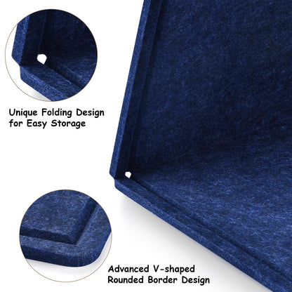 Large Bulletin Board, 72x48 Inches Cork Board Alternative, Large Felt Board Decorative Pin Board for Wall, Foldable Photo Board Self-Adhesive Vision Board with 36 Pushpins Dark Blue