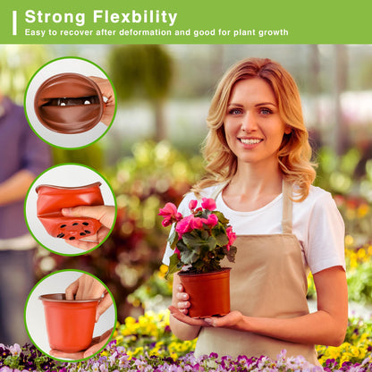 LWWTBS Plant Nursery Pot/Pots 100 Pcs 6" Plastic Small Plants Pots Flower Pots Seed Starting Pots for Plants Indoor Outdoor Seeding pots (with 100 Plant Labels)