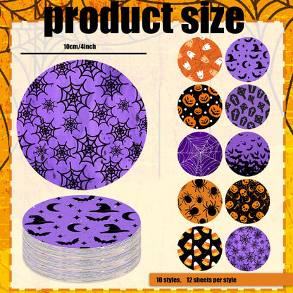 Denylo pro 120Pcs Halloween Disposable Paper Coasters 4 Inch Halloween Bat Spider Pumpkin Ghost Drink Paper Coaster for Halloween Home Kitchen Office Housewarming Party Table Decoration Supplies