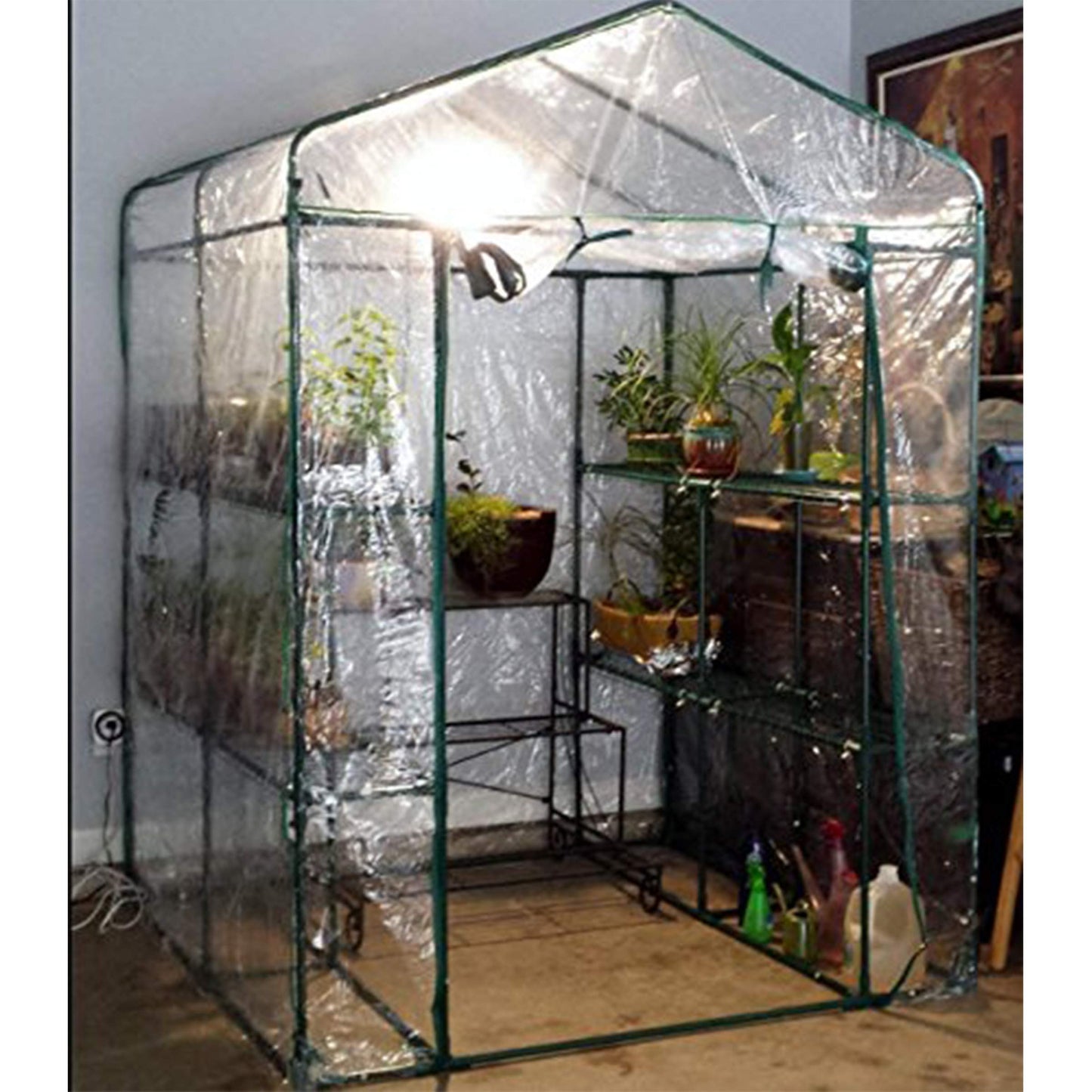 Greenhouse - Walk in Greenhouse with 8 Sturdy Shelves and PVC Cover for Indoor or Outdoor Use - 56 x 56 x 76-Inch Green House by Pure Garden