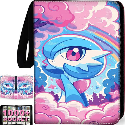 1008 Cute Card Binder 9 Pocket, 3-Ring Trading Card Binder with 56 Page Removable Sleeves, High Storage Waterproof Trading Card Holder Collection Card Album Organizer Case for TCG Cards - Blue