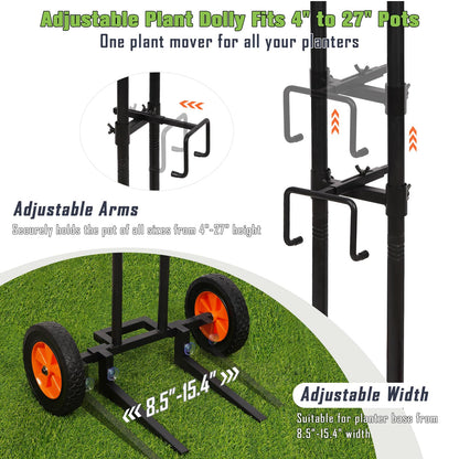 Cathyeen Plant Caddy with Wheels, 3.6FT Heavy Duty Plant Dolly with Adjustable Gripping Arms and Base, Rolling Plant Mover Cart Planter Caddies with Strap for Indoor or Outdoor Garden Plants, Pots