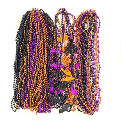 YSPPF 102 Pcs with 5 Styles Halloween Themed Set Beads Necklaces Orange Black Purple White Halloween Pirate Festival Bead Necklaces Party Supplies