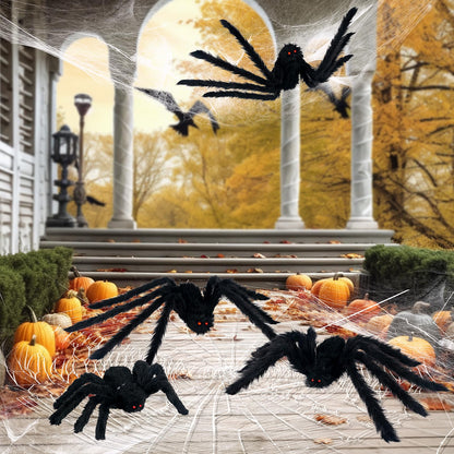 Nirohee Halloween Decorations Outdoor,6 Pack Giant Spider Halloween Party Decor Large Outside Decorations,Scary Spiders with Bendable Legs for Lawn,Yard,Spider Web,Wall,Window