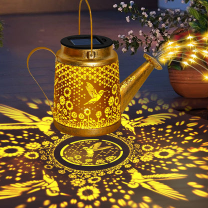 Hummingbird Solar Watering Can Lights, Outdoor Waterproof Garden Lanterns with Shepherd Hook, Solar Garden Decor for Yard Outdoor Landscape Pathway, Gift for Women Mom Grandma Christmas Gifts, 2 Pack