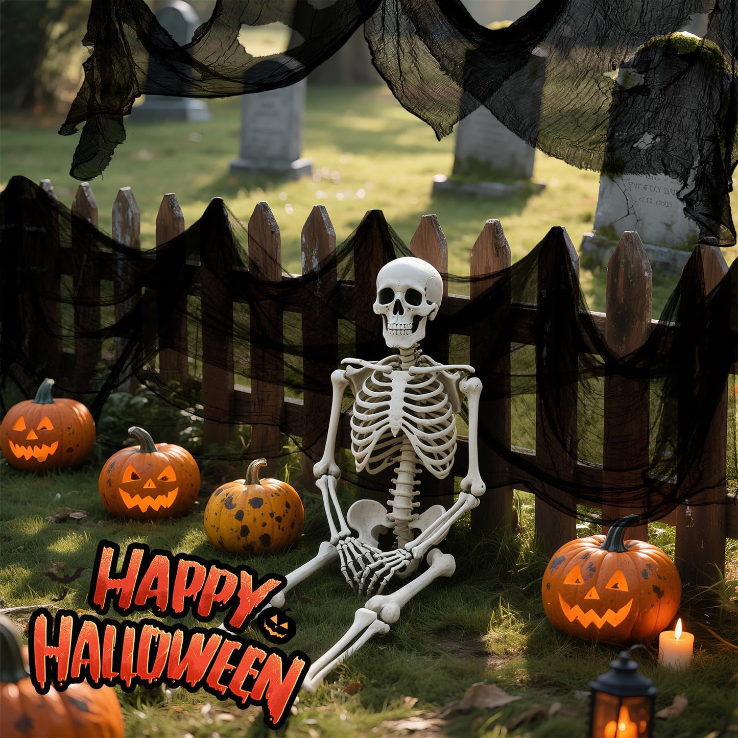Bittesnew Halloween Creepy Cloth Black 200" x 80" Halloween Spooky Fabric Cloth, Halloween Gauze Cloth, Halloween Decorations Outdoor Indoor