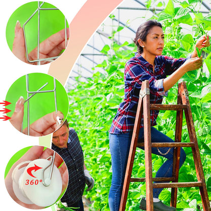 Paradi star 20Pack Tomato Trellis Roller Hooks,Greenhouse Trellising Kit with 100Pcs String Zip Ties for Tomatoes,Vine Twine Crop,Vegetable,Flower