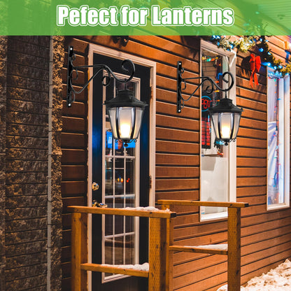 Preimum Black Plant Wall Mount Hanging Brackets Hooks Plant Basket Hanger Holder 10 Inches Indoor Outdoor Metal Brackets with Screws Garden Baskets Hanging Planters Lantern Wind Chimes(2PACK)