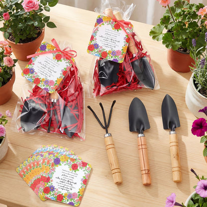 Chumia 12 Set Gardening Gifts Bulk for Women Floral Mini Garden Tools Shovel, Mini Garden Tools, Thank You Cards with Bags for Mother Day Mom Birthday Teacher Christian Party Favors