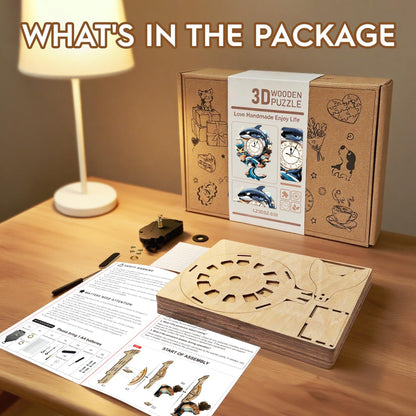 Cutywood 3D Puzzles for Adults Clock-Killer Whale Design Model Kit-Mechanical DIY Pendulum Clock with Roman Numerals-Desk Home Office Decor Personalized Gift for DIY Lovers