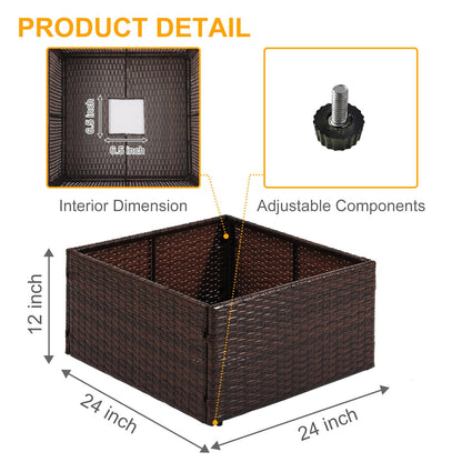 SUNNYPARK Mailbox Posts Wrap Planter Box, 24-inch Handmade Rattan Planter for 4x4 6x6 Posts, All-Weather Decorative Flower Box for Outside