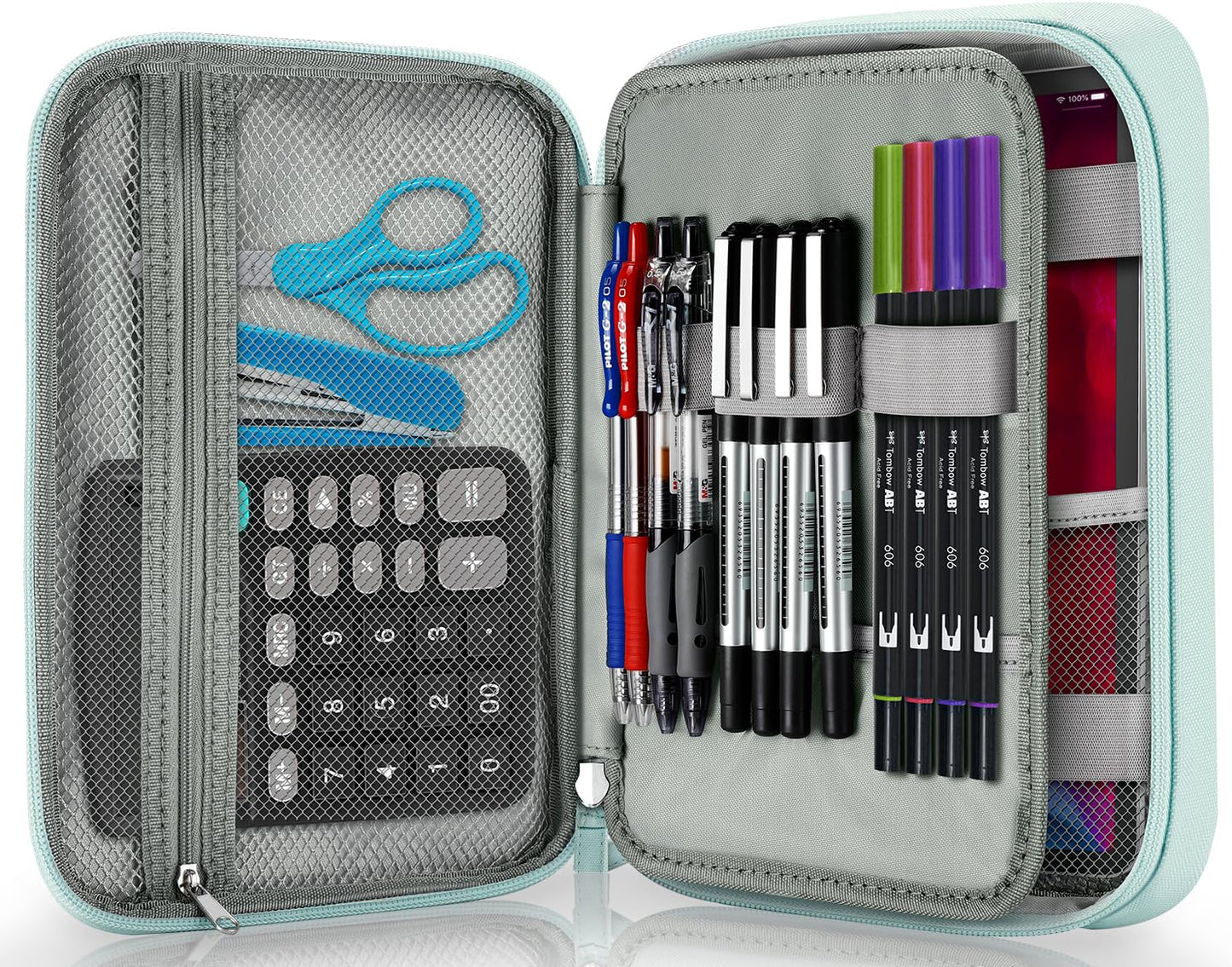 Zannaki Big Capacity Storage Pouch Marker Pen Pencil Case Simple Stationery Bag Box Art Tool & Sketch Storage Boxes for Bullet Journal Middle High School Office College Student Girl Women Adult Teen