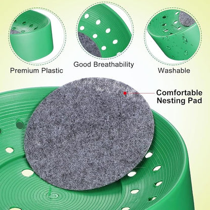 Balacoo 10 Pcs Pigeon Nest Bowl, Durable Plastic Pigeon Nesting Box with Comfort Pad, Breathable Washable Bird Breeding Hatching Bowl for Parakeet Quails Doves and Small Birds (Green)