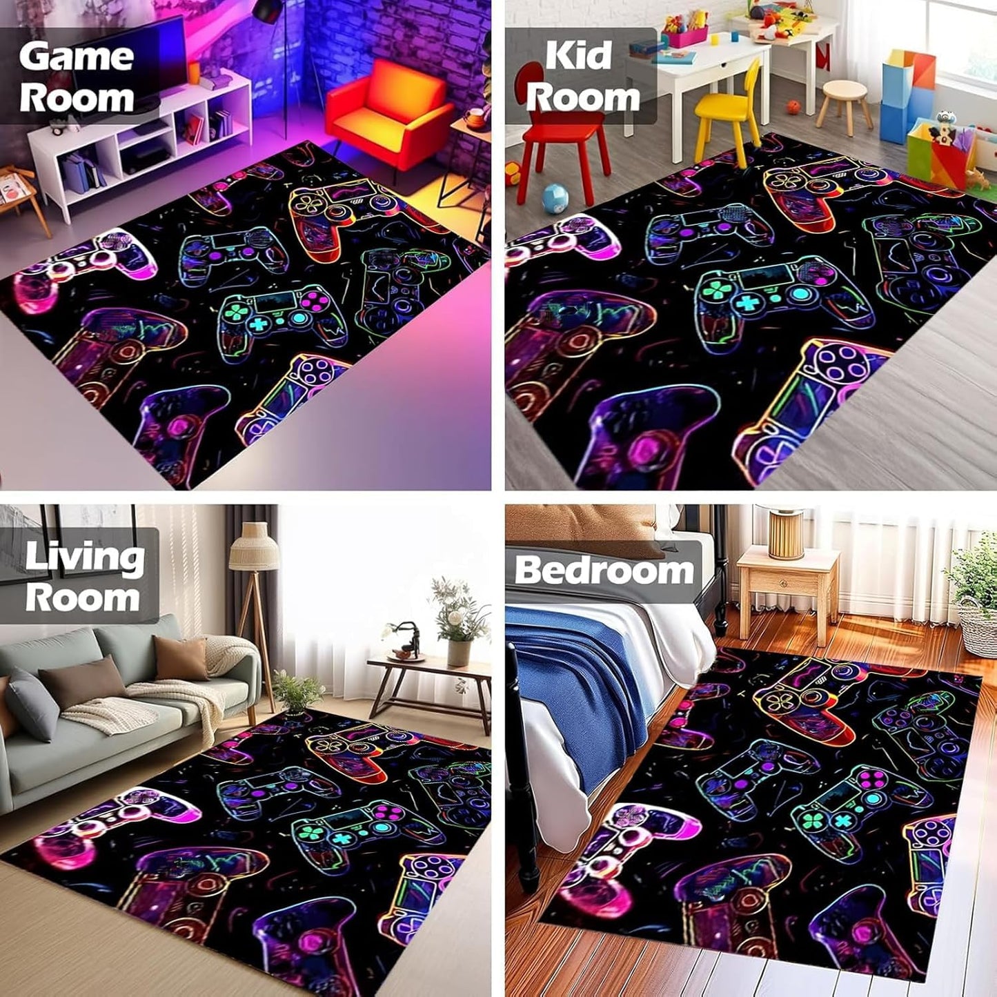 PERFECT LASER Gaming Area Rugs for Boys,Gaming Rug Boy Room Decor,Gaming Rugs for Gaming Room,Teen Game Player Video Gaming Rugs for Bedroom Living Room Playroom,Teen Game Player(47" x 31")