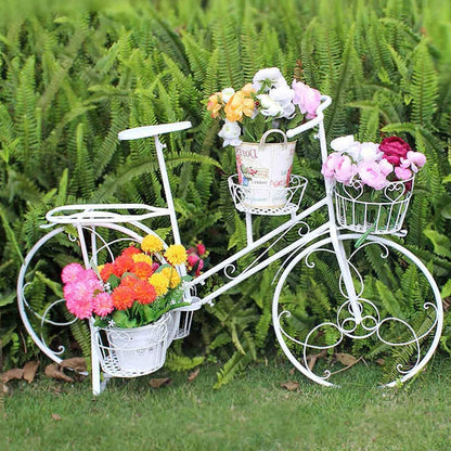 piudoiliy Plant Stand,Bicycle Planter Display Rack,with 4 Baskets Outdoor Garden Plant Holder,for Home Deck Garden Patio (Green)