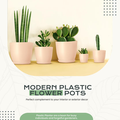 Utopia Home - Plant Pots Indoor with Drainage - 7/6.6/6/5.3/4.8 Inches Home Decor Flower Pots - Plastic Planters for Indoor Plants, Cactus, Succulents Pot (Pink, Pack of 10)