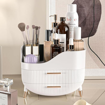 Pajiriona Makeup Organizer with Drawers,Skincare Organizer for Vanity,Storage Box with Handle,Large Cosmetic Display Case for Dresser, Bathroom Countertop