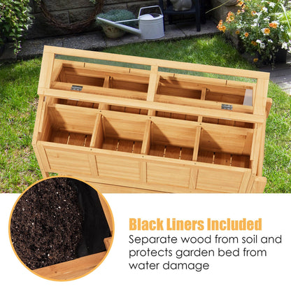 Raised Garden Beds on Wheels with Legs and Cover Elevated Garden Bed Herb Planter Box Cart Outdoor with Bed Liner,Storage Shelf,Seed Starter Tray for Backyard Patio Outside (Country Rustic)