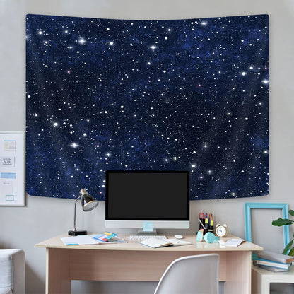 GOAOK Outer Space Galaxy Tapestry, Dark Blue Starry Night Sky Stars Moon Ceiling Tapestries, 60"X40"Inch Fantasy Cosmic Universe Celestial Small Tapestry Wall Hanging for Bedroom Room Dorm