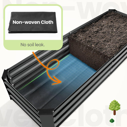 KING BIRD Raised Garden Bed Kit with Bottom 2025 Upgraded Galvanized Planter Garden Box Outdoor & Indoor for Gardening, Vegetables, Flowers, Dark Grey, 70.8x23.6x11.8 in