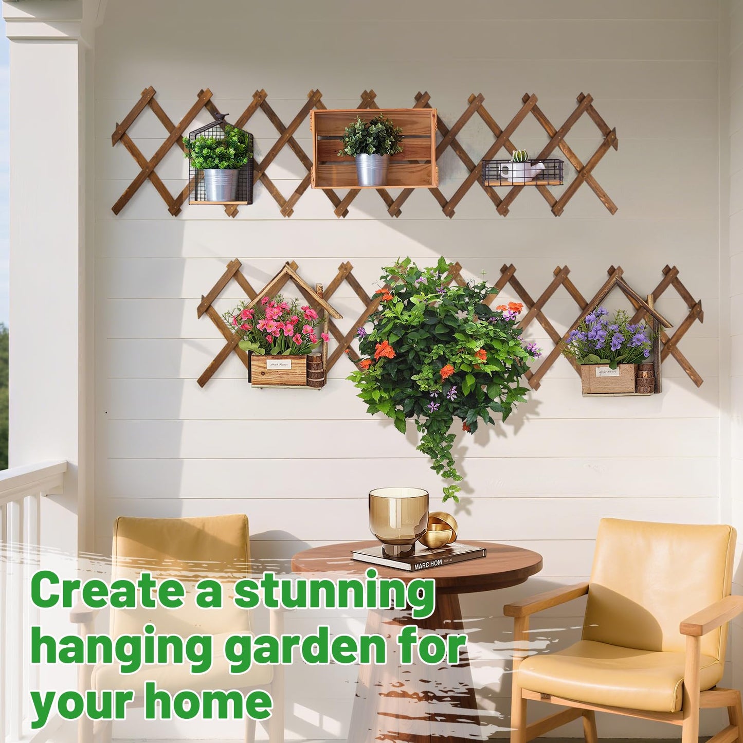 2Packs 13x78in Expandable Wood Wall Trellis for Climbing Plants Outdoor - Lattice Panels for Outside Indoor Balcony Patio Garden, Ideal for Ivy, Vines, Clematis, Roses