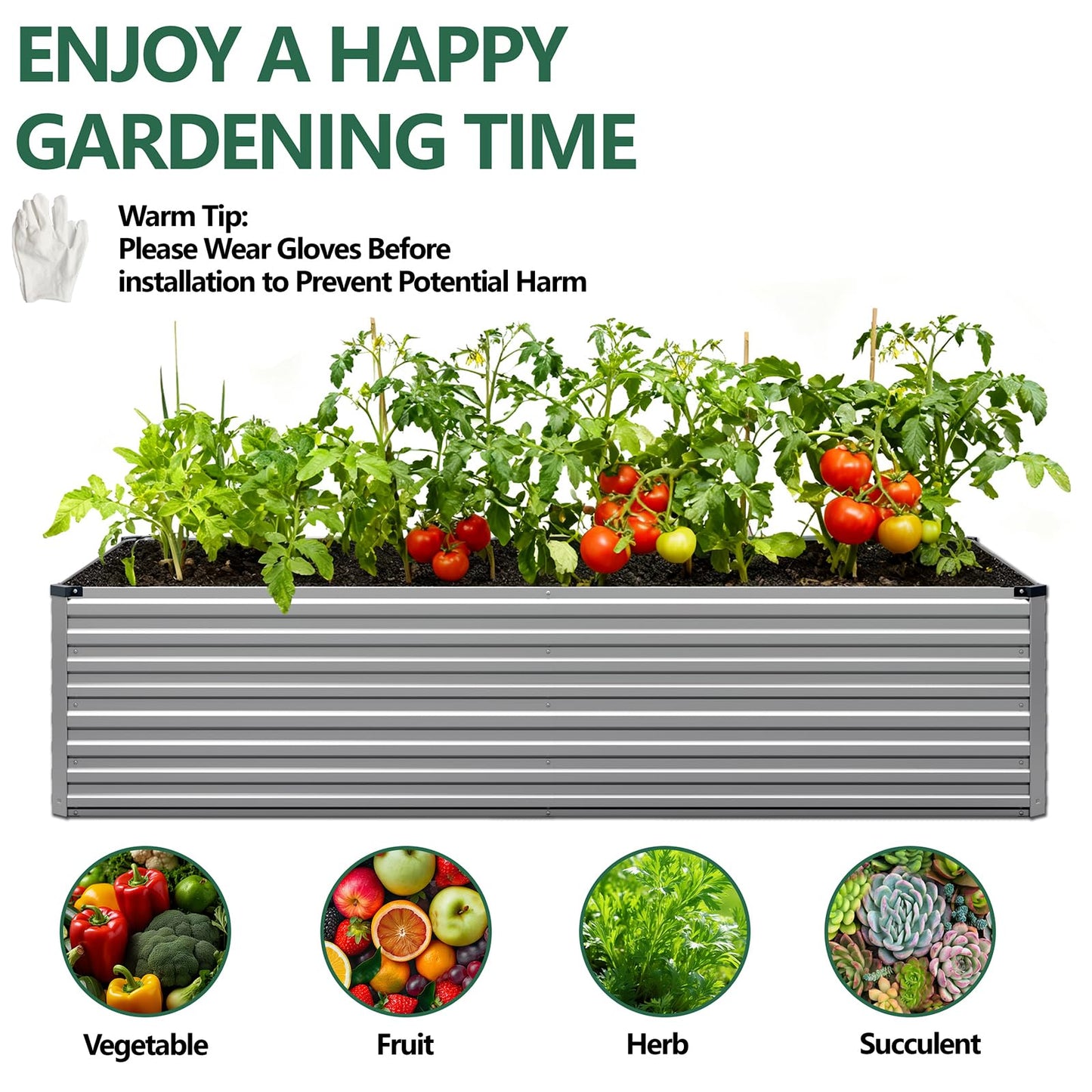 Vengarus 6x3x2FT Galvanized Raised Garden Bed Kit, Deep Root Planter Box Outdoor Large Planter Raised Beds for Planting Flowers,Vegetables and Herbs-Silver