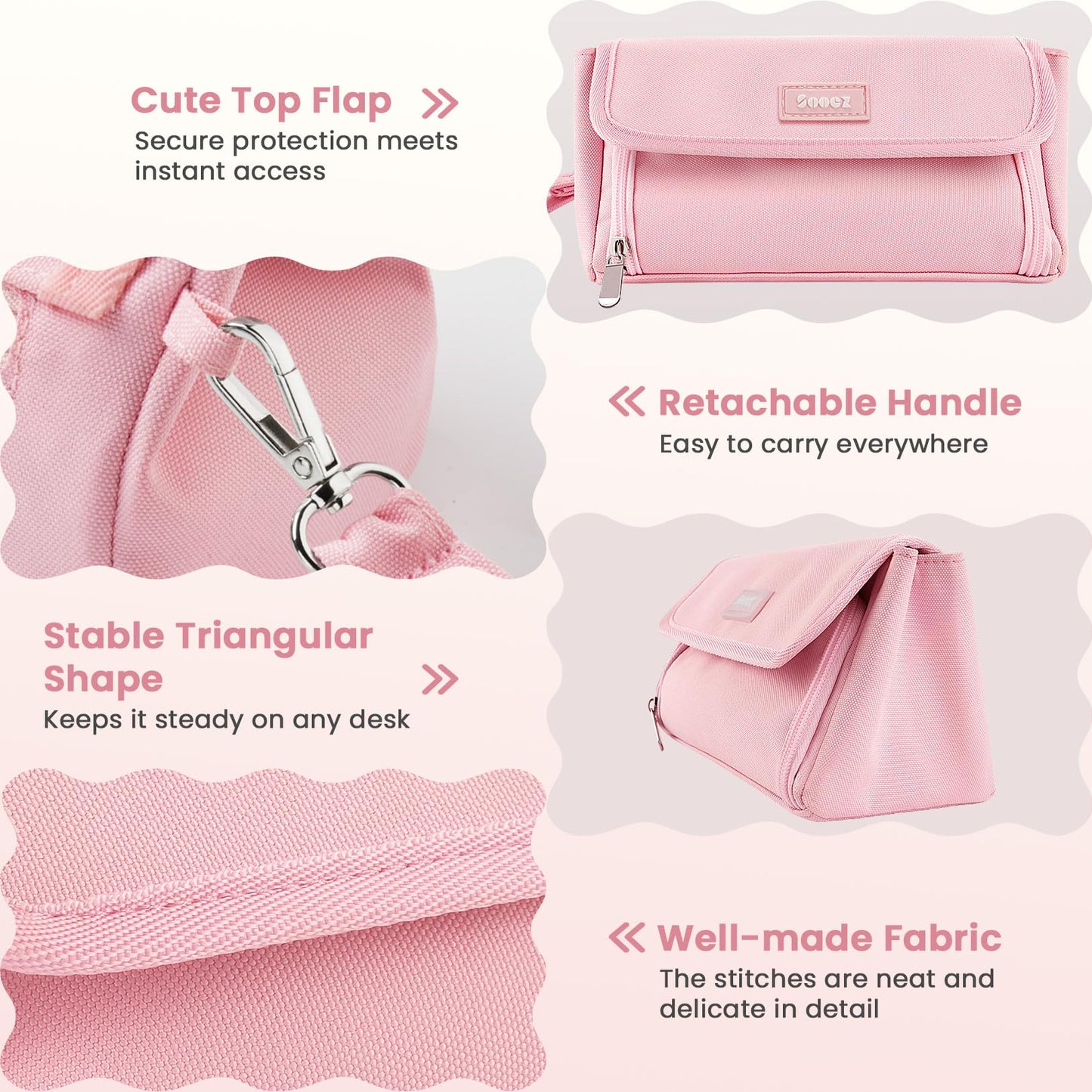 Sooez Super Large Pencil Case, Big Capacity Pencil Bag with 3 Compartments, can hold 100 pencils, Cute Pencil Pouch with Zipper, Portable Stationery Pen Bag, School Supplies For Teen Girls, Purple