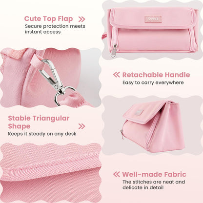 Sooez Super Large Pencil Case, Big Capacity Pencil Bag with 3 Compartments, can hold 100 pencils,Cute Pencil Pouch with Zipper,Portable Stationery Pen Bag, School Supplies For Teen Girls,Mint Green