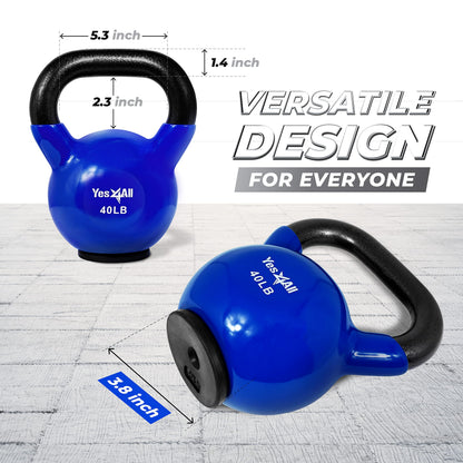 Yes4All Kettlebells Rubber Base, Kettlebell Set for Women, Strength Training Kettlebells Weights (10-65 lbs)