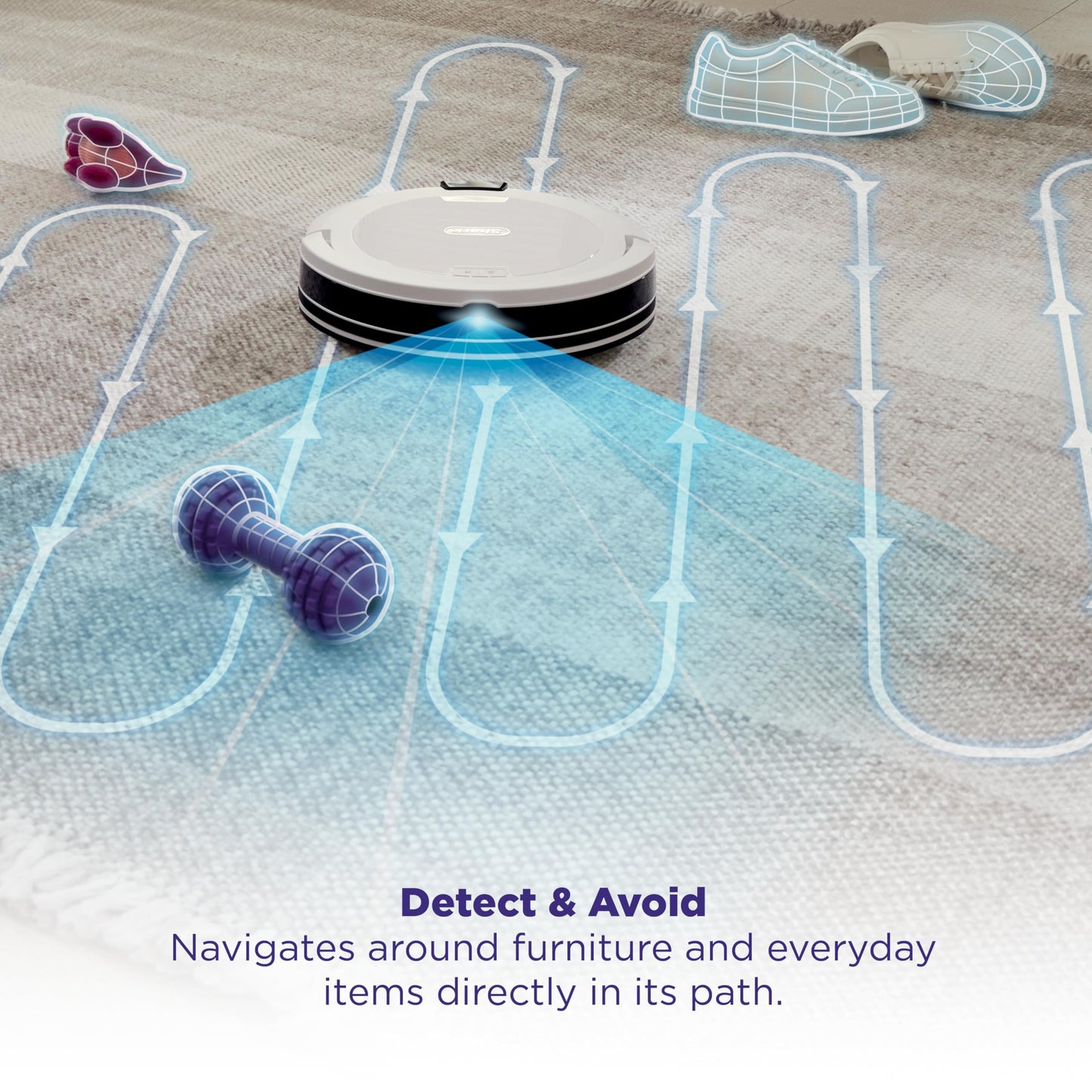 Shark Navigator Robot Vacuum with Bagless 30-Day Capacity Self-Empty Base, Powerful Suction, SmartPath Navigation, Self-Cleaning Brushroll, for Carpets & Hard Floors, White, AV2110S