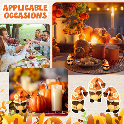 Halloscume 50 Pcs Mini Fall Gnomes Tiny Thanksgiving Figurines to Hide Pumpkin Miniature Ornaments Small Gnomes Figurines for Harvest Thanksgiving Decorations