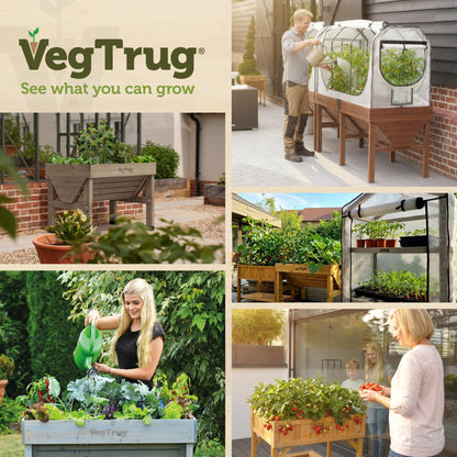 VegTrug Classic Raised Bed, Grey Wash, Small 1m - Cedar Wood V-Shaped Raised Garden Bed for Outdoor Gardening - Ergonomic Design for Balcony, Patio & Small Spaces