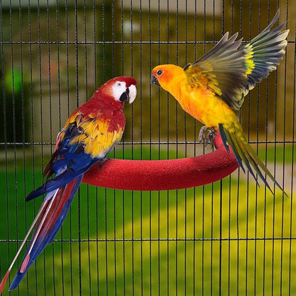 FrgKbTm U Shape Parrot Perch Stand Toy Bird Platform Sand Paw Grinding Clean Stick Exercise Conure Budgie Cockatiel Cage Accessories (Red)