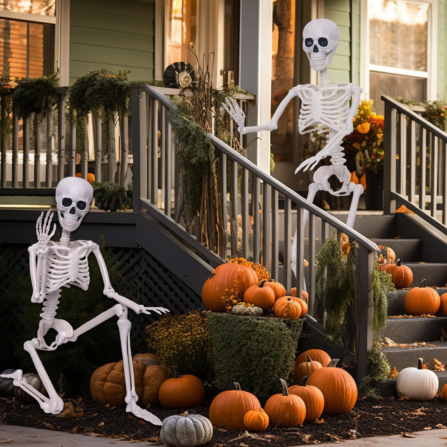 QSBOFOST 2Pack Skeletons Decorations,3FtLife Size Skeleton Posable Skeleton with Movable Joints for Halloween Decorations