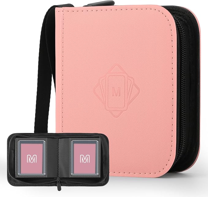 1 Pocket Toploader Binder Holds 40 Cards with 20 Sleeves Collectible Trading Card Album, for 3x4 Toploaders Hard Cases for TCG, MTG, Sports, Baseball, Football, Small Sports Card Book (1Pink)