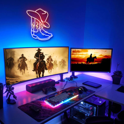 Kavaas Cowboy Boot Neon Sign, Neon Cowboy Hat Sign for Wall Decor | Western Neon Sign for Bedroom, Bar, Office, Man Cave - Best Gifts for Rodeo Enthusiast, Birthday, Christmas