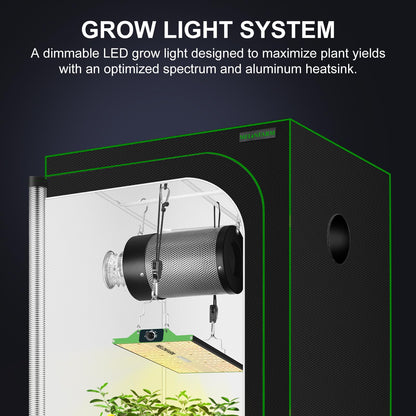 MELONFARM Grow Tent Complete Setup, 100W Full Spectrum LED Grow Light & 32"x32"x63"Grow Tent Bundle, 4" Efficient Airflow Ventilation System with Soundproof Duct Connector