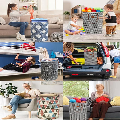 Waterproof Laundry Hamper Collapsible Laundry Basket Leather Handle Laundry Bag Large Clothes Storage Toy Organization for Bathroom Bedroom Laundryroom College Dorms (92-Satisfied laundry hampers)