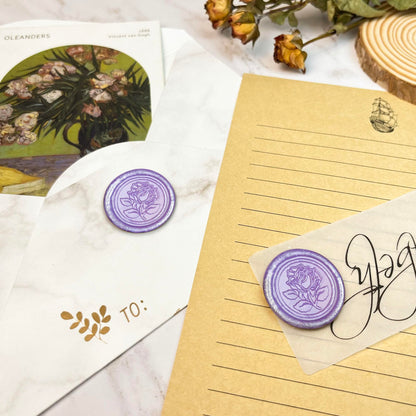 WADKOOTO 50pcs Purple Metal Vintage Wax Seal Stickers, Waterproof, Self Adhesive, for Wedding Invitations, Envelope, Gift Wrap, Christmas